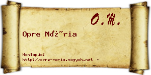 Opre Mária névjegykártya